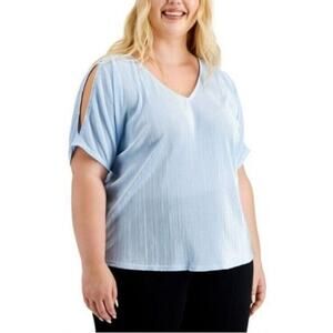 Zen Garden Women Top Cold Sleeve Blue Size 1X MSRP $69.50